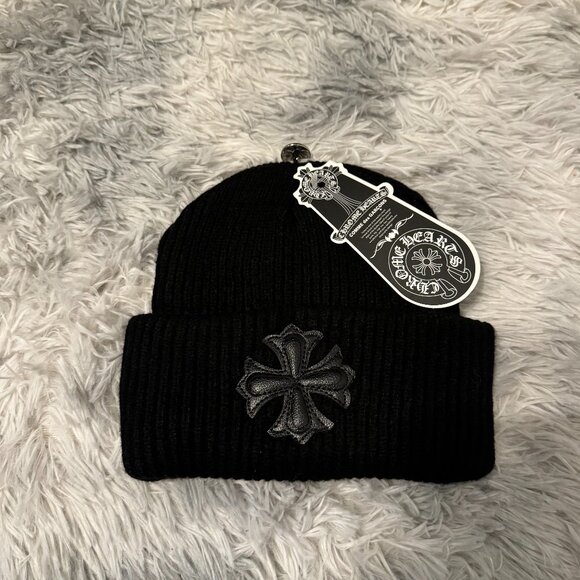帽子 chrome hearts beanie Chrome Hearts Logo Beanie Black - US